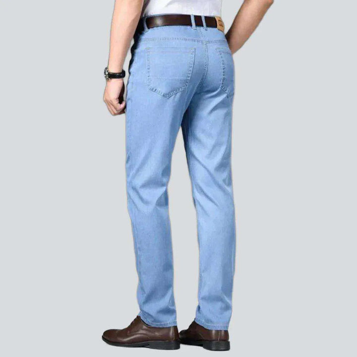 Monochrome blue elastic men's jeans