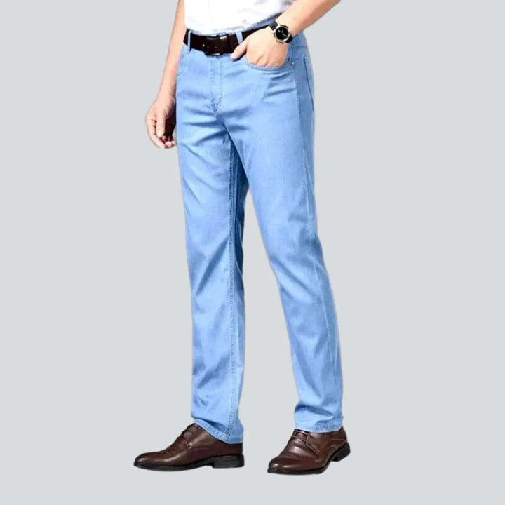 Monochrome blue elastic men's jeans