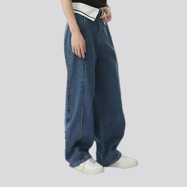 Mid rise sailor collar men's jeans