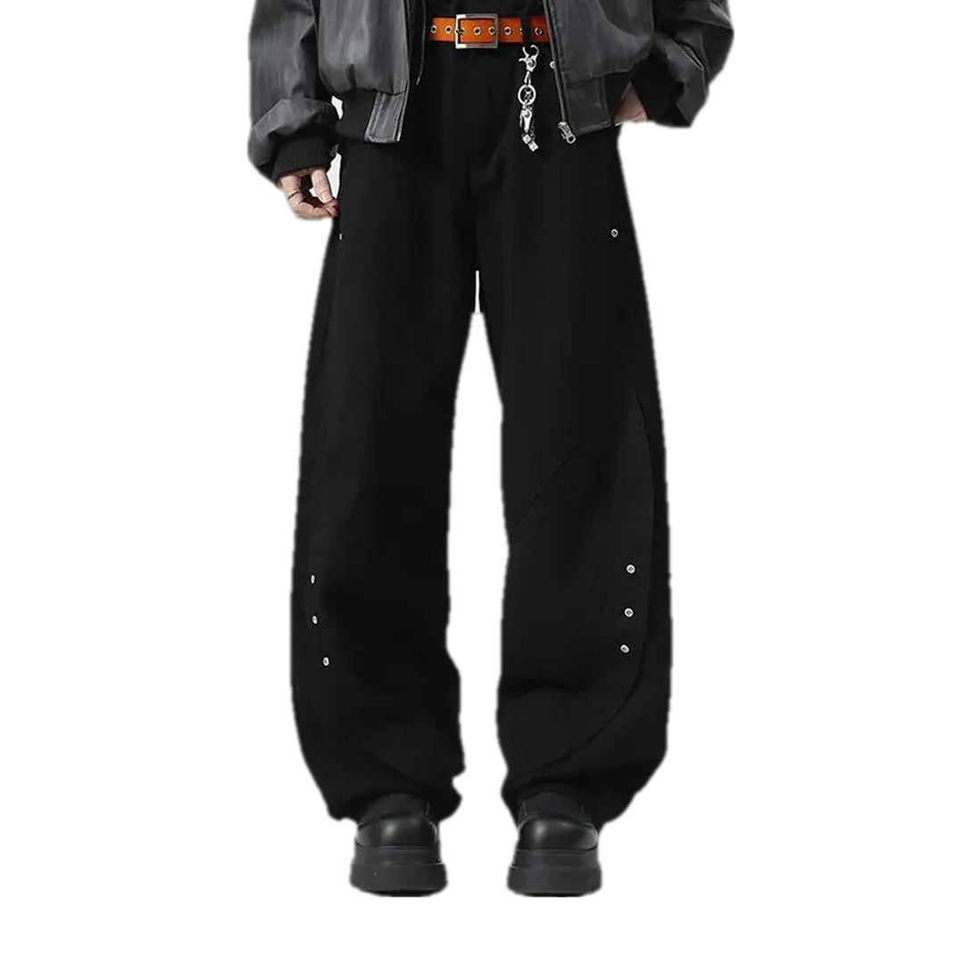 Slouchy Fit with Metal Studs Men's Jean Pants - Black