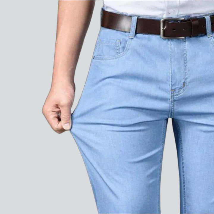 Monochrome blue elastic men's jeans