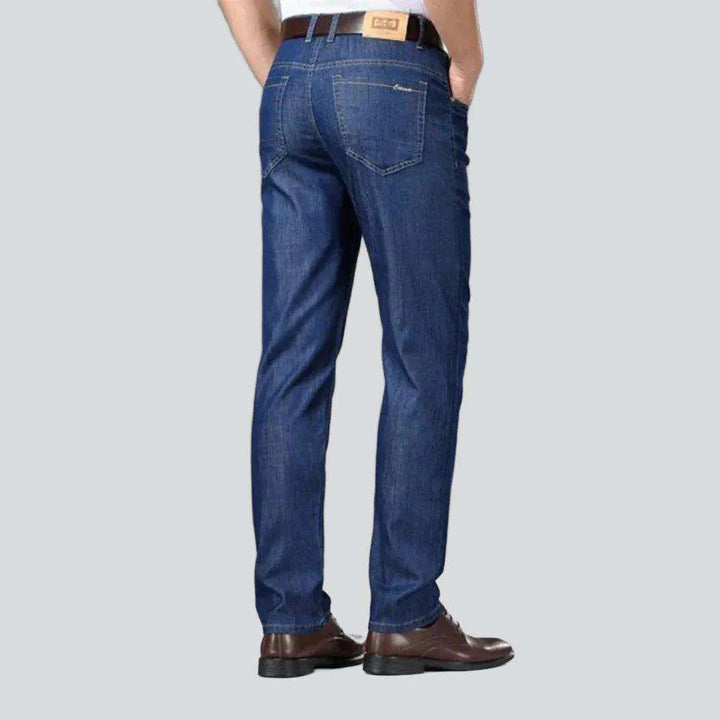 Monochrome blue elastic men's jeans
