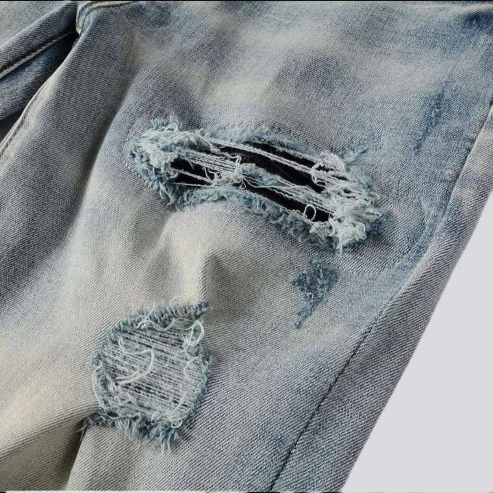 Black patch knees men's skinny jeans