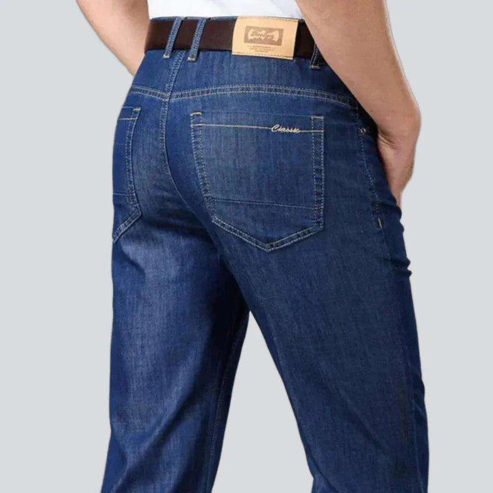 Monochrome blue elastic men's jeans