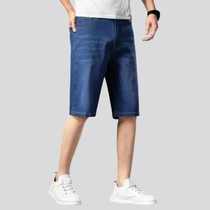 Knee-length men's jean shorts
