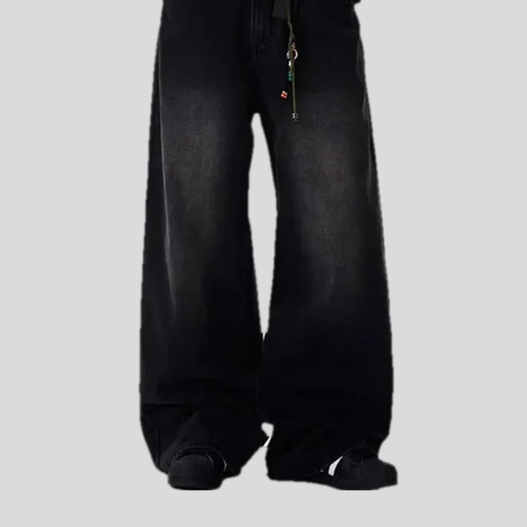 Baggy fit mid rise boho men's jeans