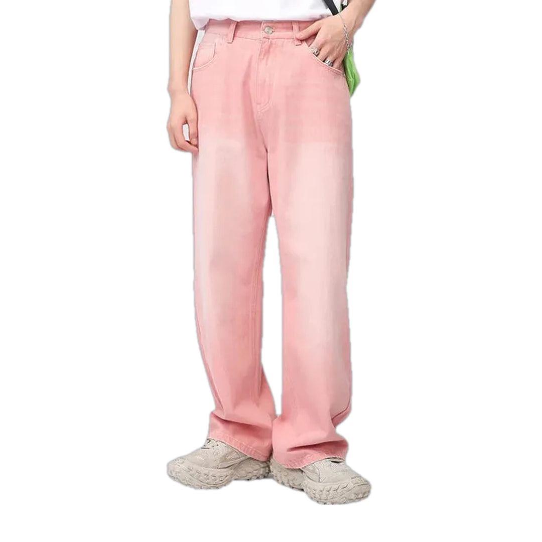 Colored Fashion Street Style Men's Jeans - Pink