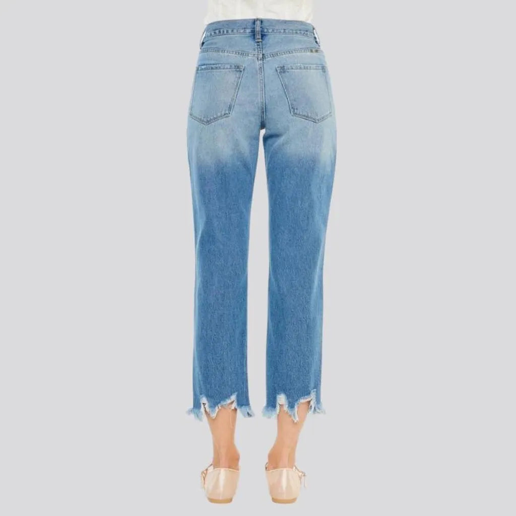 Cropped-bottoms women's light-wash jeans