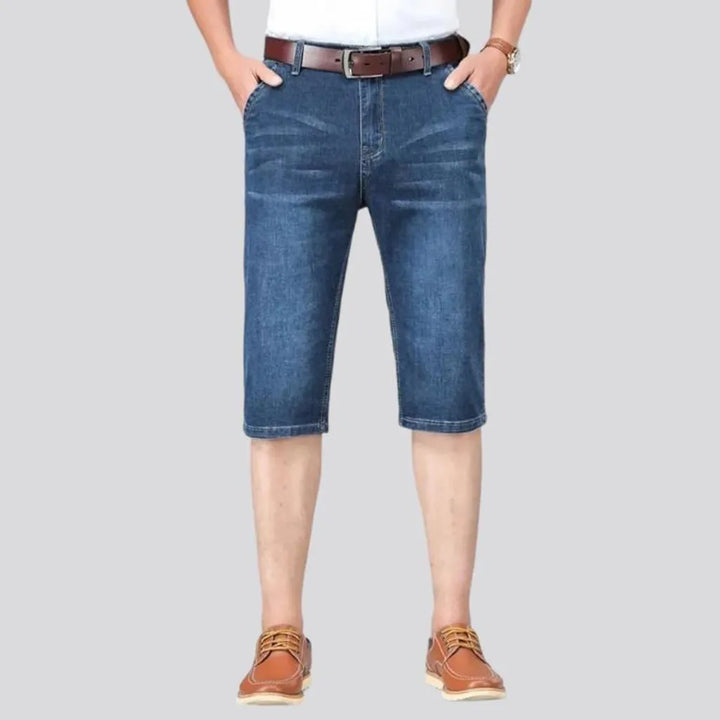 Straight sanded jeans shorts